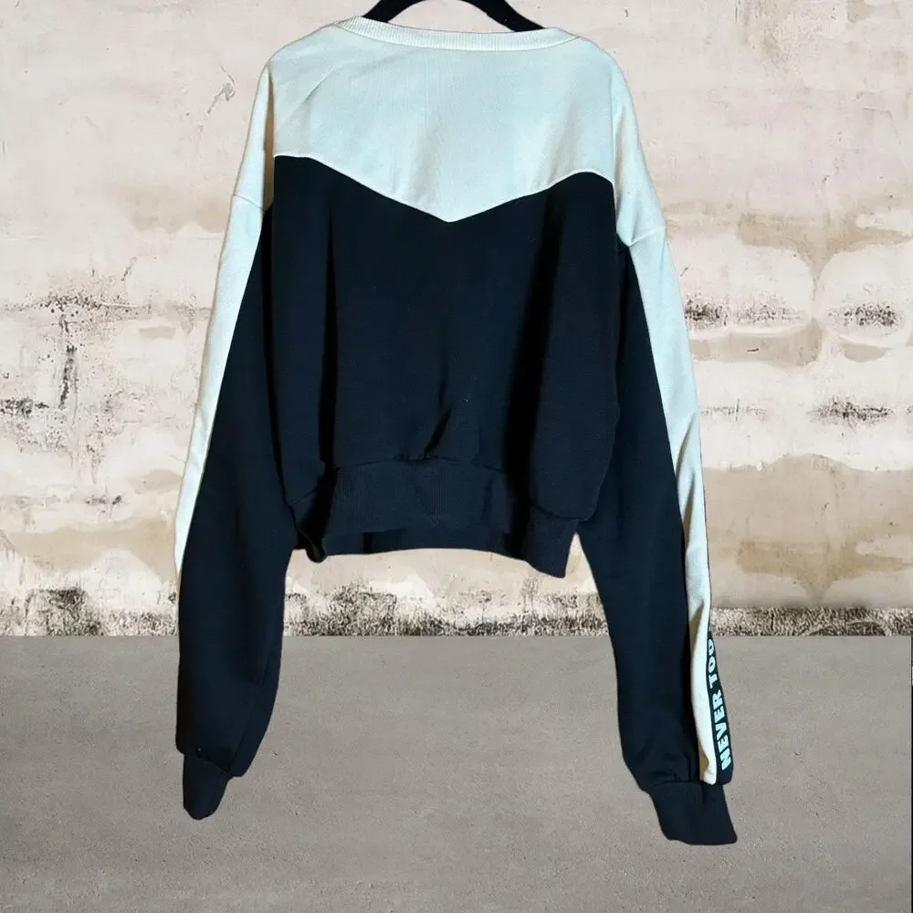 Shein Girls "Never Too Late" Cropped Sweatshirt - Size 12/13Y - Picture 3 of 5